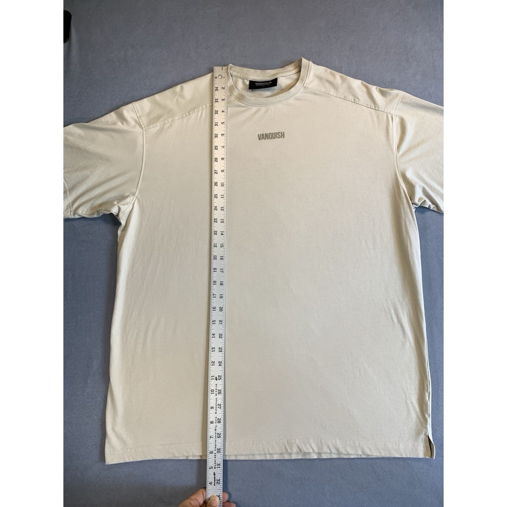 Vanquish Fitness Mens Tan Short Sleeve Athletic T-Shirt Size L VQ Fit Training - Picture 3 of 5